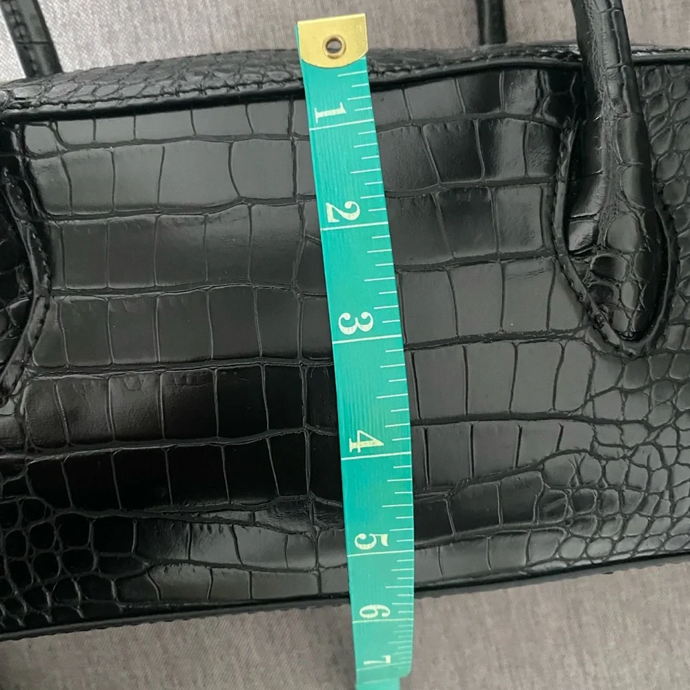 Aldo Black Crocodile-Embossed Shoulder Bag - Picture 5 of 8